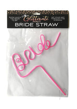 Glitterati Bride Twisty Straw Pink in packaging, perfect accessory for bride-to-be celebrations