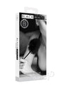 Ouch Feather Tickler Black Erotic Sensation Plume packaging with black feather tickler in hand for sensation play.