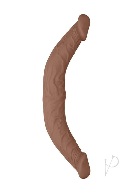 RealRock Skin Realistic Double Dildo 14 inch Caramel displayed in lifelike design and warm caramel color.