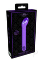 Royal Gems Jewel Rechargeable Bullet Purple packaging featuring an elegant design and sleek purple vibrator.