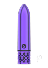 Royal Gems Glamour Rechargeable Bullet Purple sleek design with elegant metal finish for luxurious buzzing.