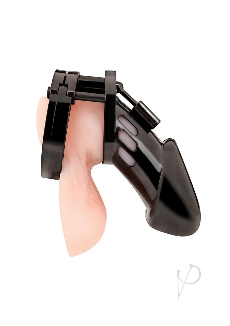 Acrylic See-thru Chastity Cage Black, offering comfort and security for power exchange dynamics.