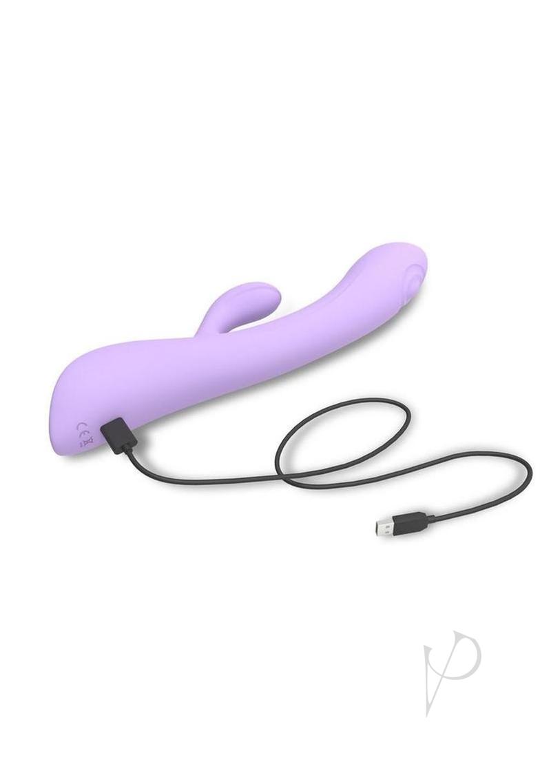 Bunny and Clyde Silicone Rabbit Vibrator Viva Mauve with USB charging cable for dual-stimulation pleasure.