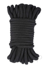 Me You Us Tie Me Up Rope 10 Meter Cotton Black neatly coiled for bondage and creative restraint.