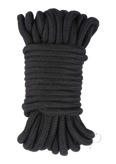 Me You Us Tie Me Up Rope 10 Meter Cotton Black neatly coiled for bondage and creative restraint.