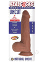 Realcocks Dual Layered Uncut Slider Dildo 9 inch Caramel with realistic dual-density skin and bendable design.