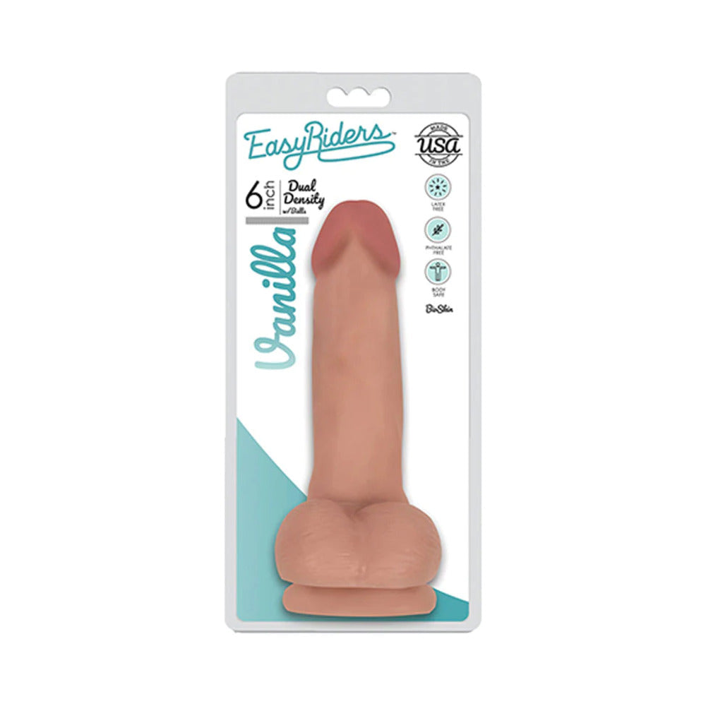 Curve Toys Easy Riders 6 inches Dual Density Dildo with Balls & Suction Cup Beige