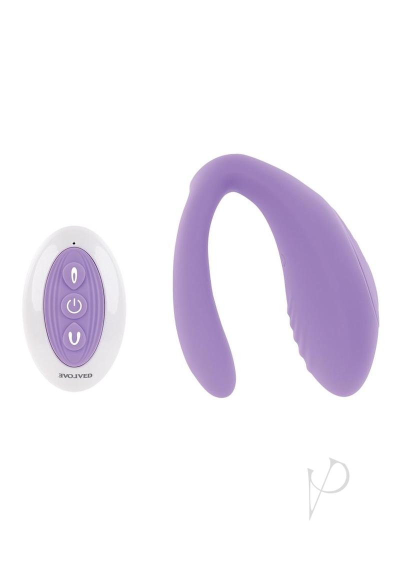 Petite Tickler Triple Mini Vibrator with Remote Lavender next to remote control in purple color.