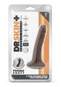 Dr Skin Plus Posable Dildo 5 inches Brown packaging featuring realistic design and suction cup base.