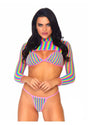 Leg Avenue Rainbow Fishnet 3 Piece Set One Size in vibrant multicolor fishnet style, perfect for festivals and celebrations.