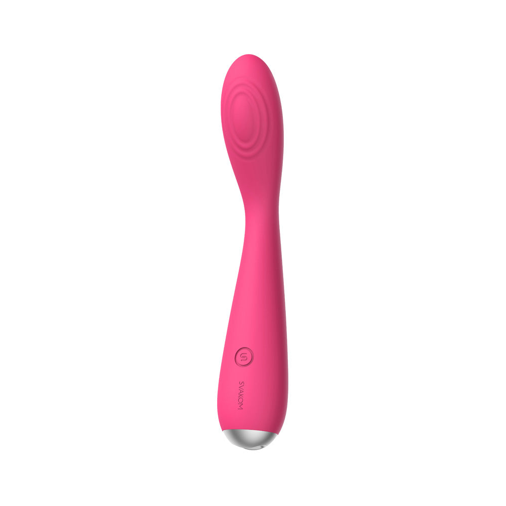 Svakom Iris G-spot Vibrator Plum Red showcasing its soft and ergonomic design for enhanced pleasure.