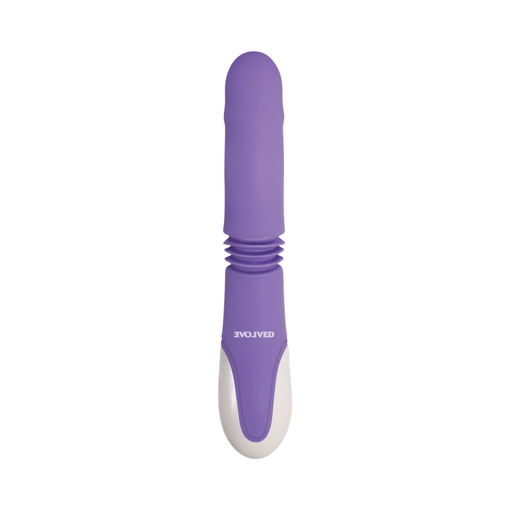 Evolved Thick & Thrust Bunny Rechargeable Thrusting Silicone Rabbit Vibrator Purple
