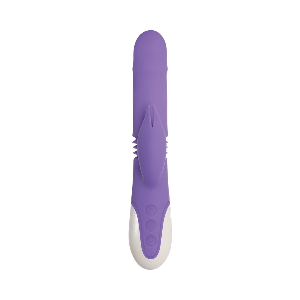 Evolved Thick & Thrust Bunny Rechargeable Thrusting Silicone Rabbit Vibrator Purple