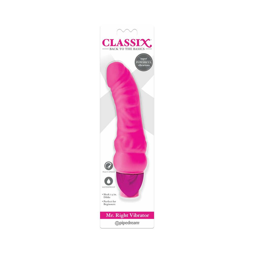 Classix Mr. Right Vibrator Realistic 6.5 inches Vibrating Dildo Pink