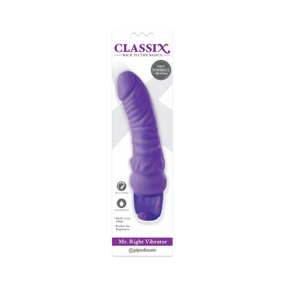 Classix Mr. Right Vibrator Realistic 6.5 inches Vibrating Dildo Purple