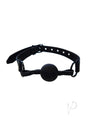 Rouge Adjustable Leather Ball Gag Black with soft leather straps and rubber ball for comfort during use.