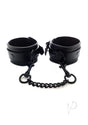 Rouge Leather Wrist Cuffs Black - genuine leather cuffs chain for bondage and restraint.