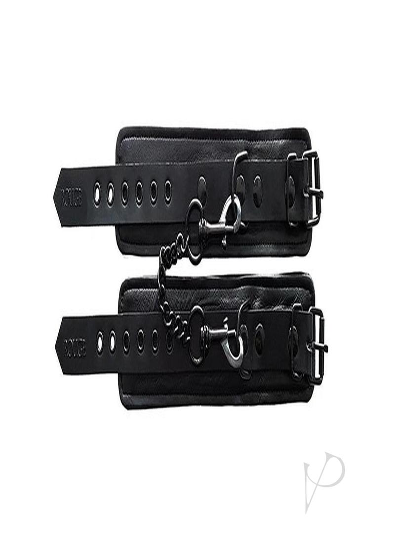 Rouge Leather Wrist Cuffs Black showcasing genuine leather and sturdy design for bondage play.