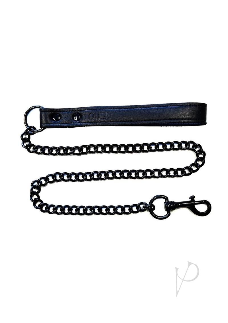 Rouge Leather Lead Bondage Leash Black featuring genuine leather and a classic black finish for elegant control.