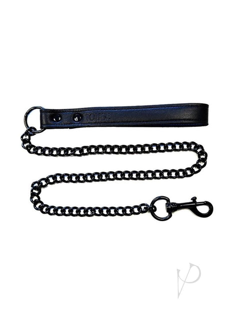 Rouge Leather Lead Bondage Leash Black featuring genuine leather and a classic black finish for elegant control.