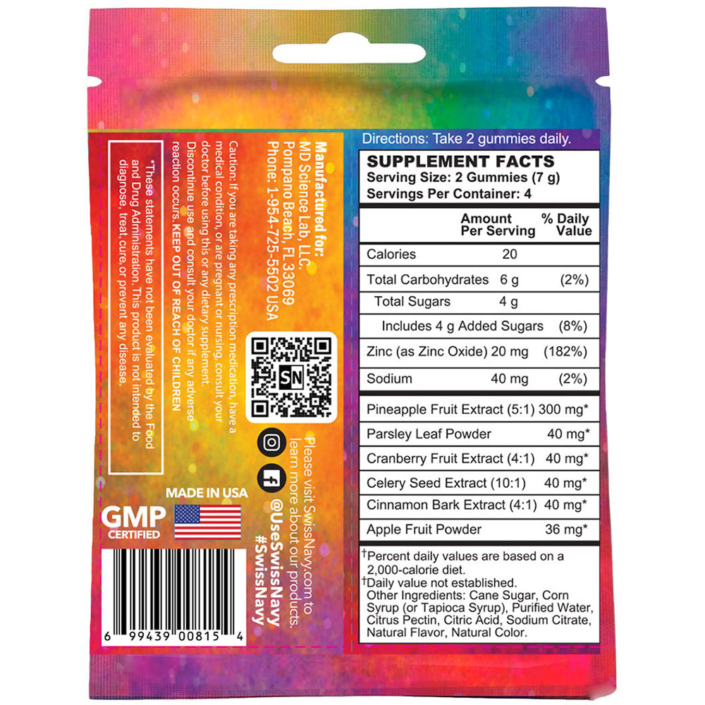 Yummy Cummy Gummy Fruit Flavored Gummies 50 Count nutritional supplement facts label
