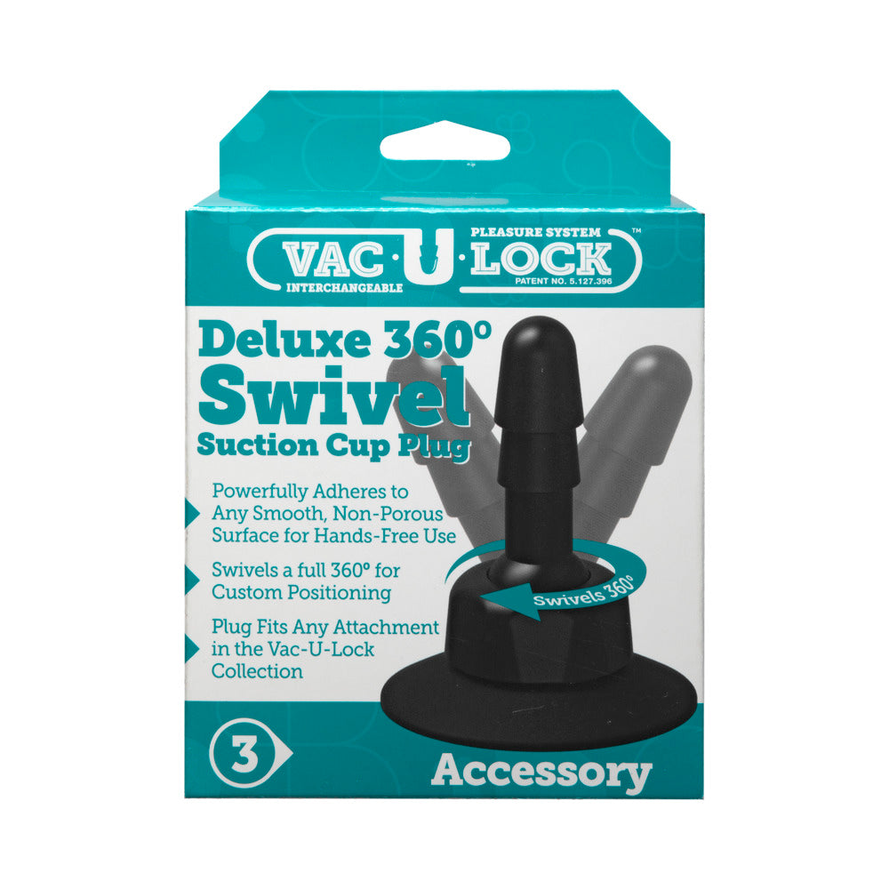 Vac-U-Lock - Deluxe 360° Swivel Suction Cup Plug- Black