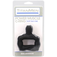 Titanmen Power Muscle Cock Ring 42mm Black packaging displaying the thick, sculpted design for enhanced performance.