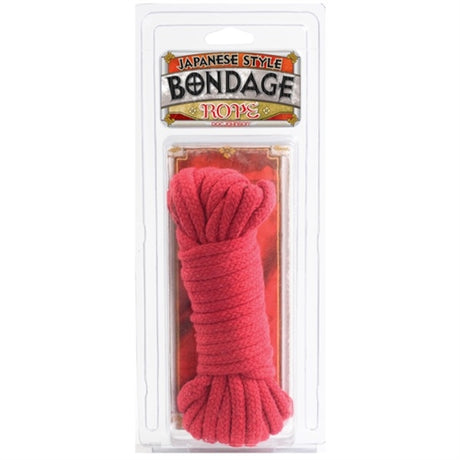 Bondage Rope Cotton Japanese Style Red packaged for creative restraint play, 32 feet of soft cotton rope.