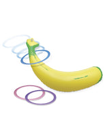 Inflatable banana ring toss game with colorful rings, perfect for bachelorette party favors inflatable banana ring toss.