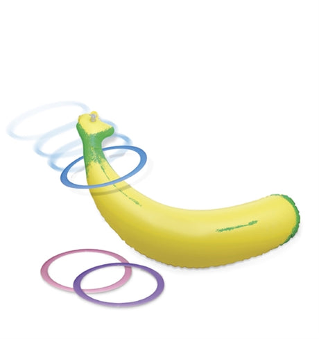 Inflatable banana ring toss game with colorful rings, perfect for bachelorette party favors inflatable banana ring toss.