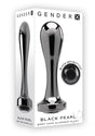 Gender X Black Pearl Aluminum Anal Plug Smoke packaging with black gem bottom and sleek design.
