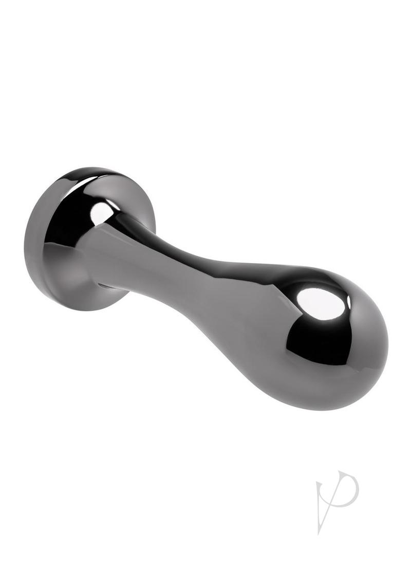 Gender X Black Pearl Aluminum Anal Plug Smoke in a sleek gunmetal finish for a smooth, weighted glide.