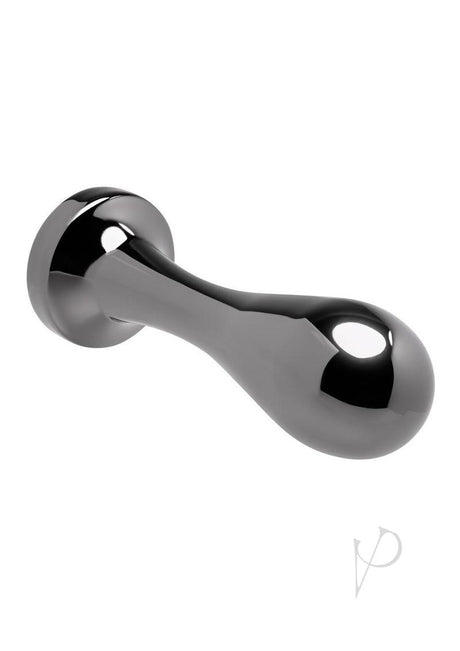 Gender X Black Pearl Aluminum Anal Plug Smoke in a sleek gunmetal finish for a smooth, weighted glide.