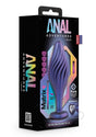 Anal Adventures Matrix Swirling Silicone Plug Sapphire Blue packaging with vibrant design and details.