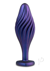 Anal Adventures Matrix Swirling Silicone Plug Sapphire Blue in vibrant sapphire blue with textured swirls for enhanced pleasure.