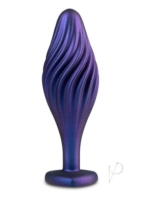 Anal Adventures Matrix Swirling Silicone Plug Sapphire Blue in vibrant sapphire blue with textured swirls for enhanced pleasure.