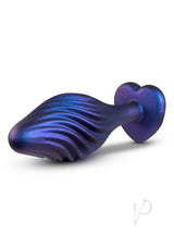 Anal Adventures Matrix Swirling Silicone Plug Sapphire Blue with textured design and tapered head for easy insertion.