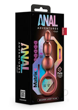 Anal Adventures Matrix Beaded Loop Silicone Plug Copper packaging featuring beaded design and silicone loop base.