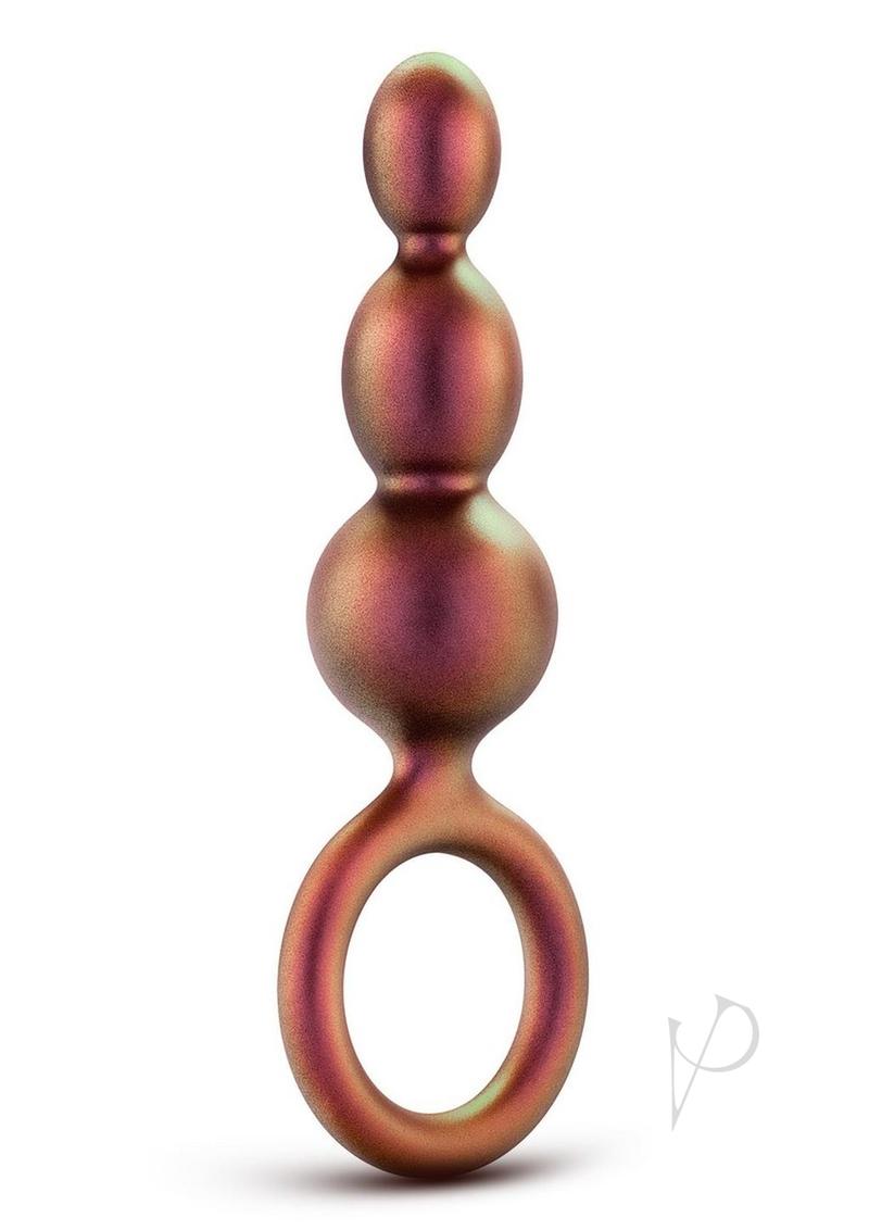Anal Adventures Matrix Beaded Loop Silicone Plug Copper with three rounded beads and a silicone loop base.