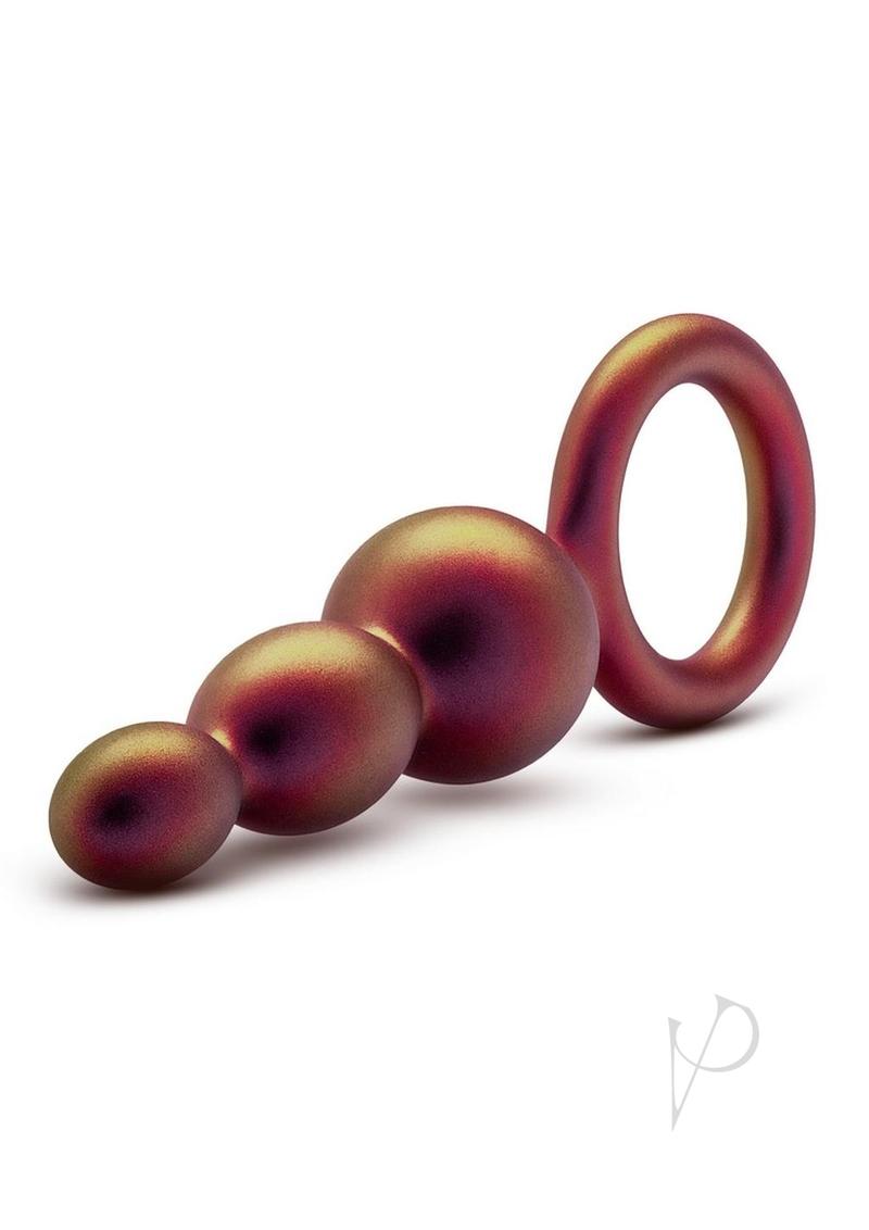 Anal Adventures Matrix Beaded Loop Silicone Plug Copper with three rounded beads and silicone loop for enhanced sensation.