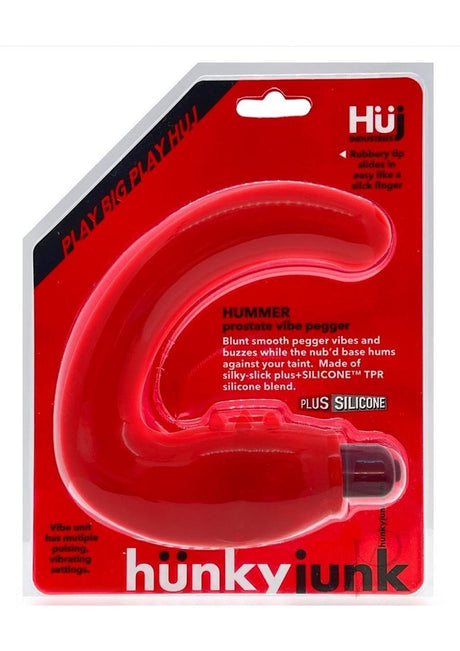 Hunkyjunk Hummer Vibrating Prostate Pegger Neon Pink packaging showcasing its sleek design and features.