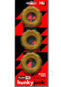 Hunkyjunk HUJ Cockrings (3 Pack) Bronze Metal showcased in a vibrant packaging with a red and black design.