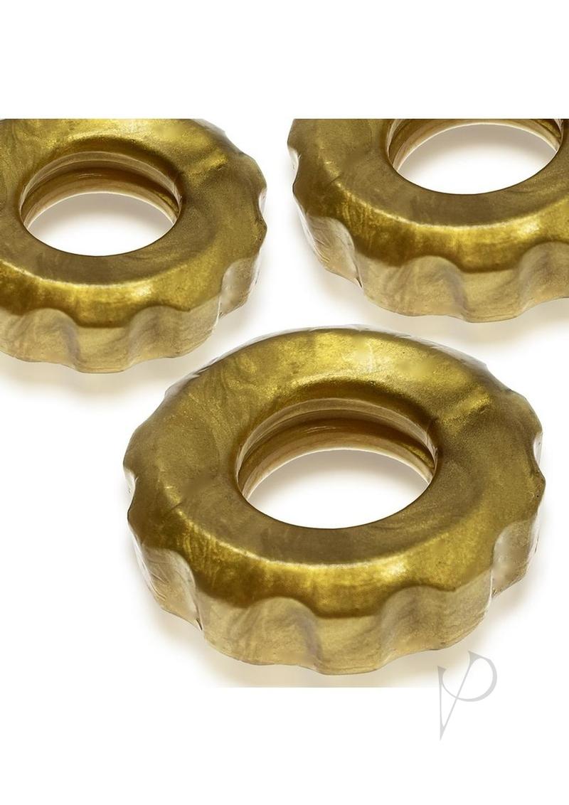 Hunkyjunk HUJ Cockrings (3 Pack) Bronze Metal stacked rings for optimal comfort and firm fit.