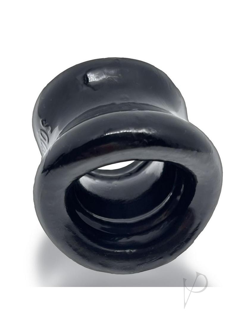 Oxballs Mega Squeeze Ergofit Ballstretcher Black close-up view showing its ergonomic design and smooth finish.
