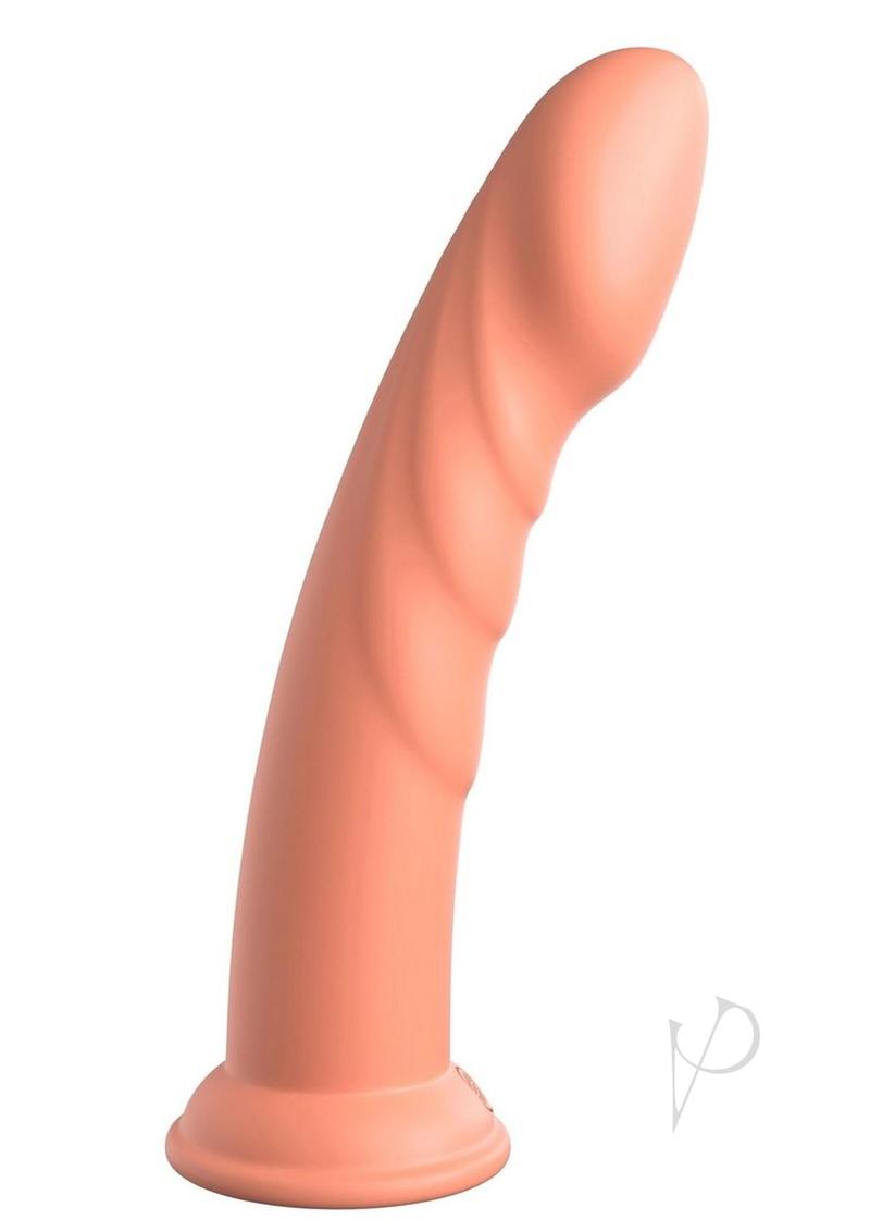 Dillio Platinum Super Eight Silicone Dildo 8 inch Orange in smooth orange silicone, featuring a curved design for pleasure.