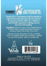 Yummy AF Oral Pleasure Flavored Gel 2.2 Oz Cupcake ingredient information and product features.
