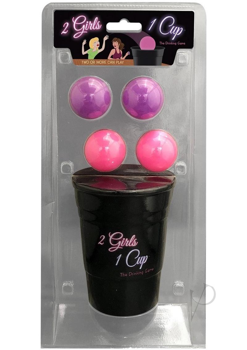 Two Girls One Cup Drinking Game set with cups and balls, perfect for party fun and competition.