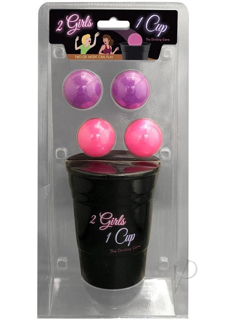 Two Girls One Cup Drinking Game set with cups and balls, perfect for party fun and competition.