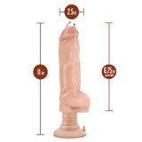 Coverboy Bad Boy Next Door Vibrating Dildo Beige measuring 11 inches tall, 6.75 insertable inches, and 2.5 inches wide.