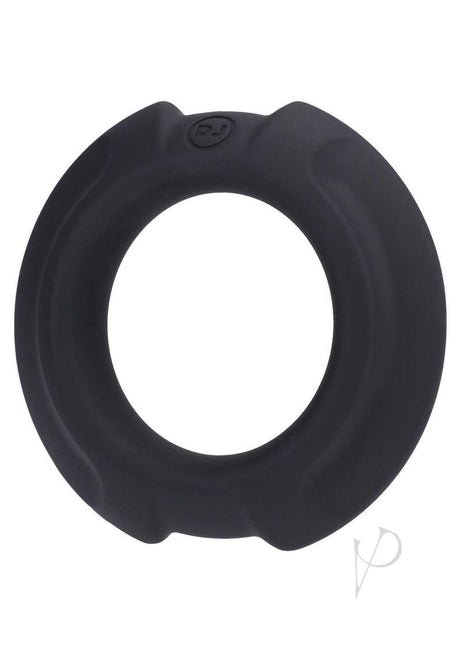 OptiMALE Flexisteel Soft Silicone Cock Ring 35mm Black showcasing a soft silicone design for comfort and support.